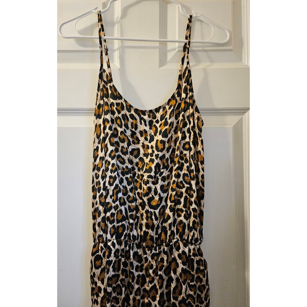 Leopard Animal Print Size Small Satin Jumpsuit Romper Overlover Pockets